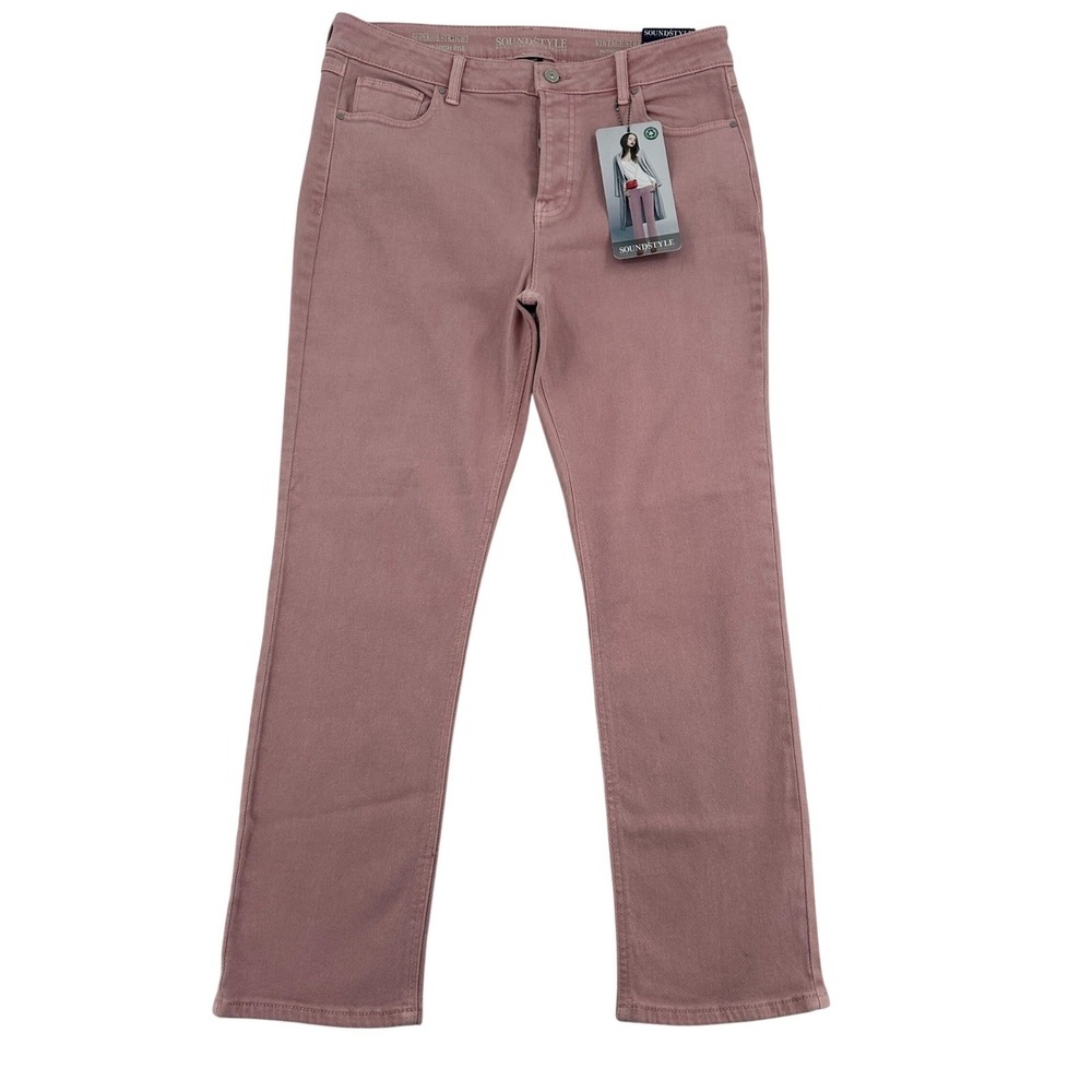 Soundstyle Women Superior Straight Super High Rise Pink Denim Jeans NEW Size 12